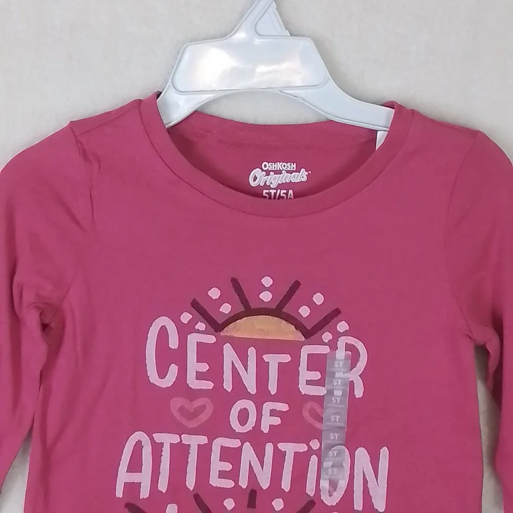 OshKosh‎ Long Sleeve Cotton T-Shirt Girl's Size 5T Pink w/ Graphic